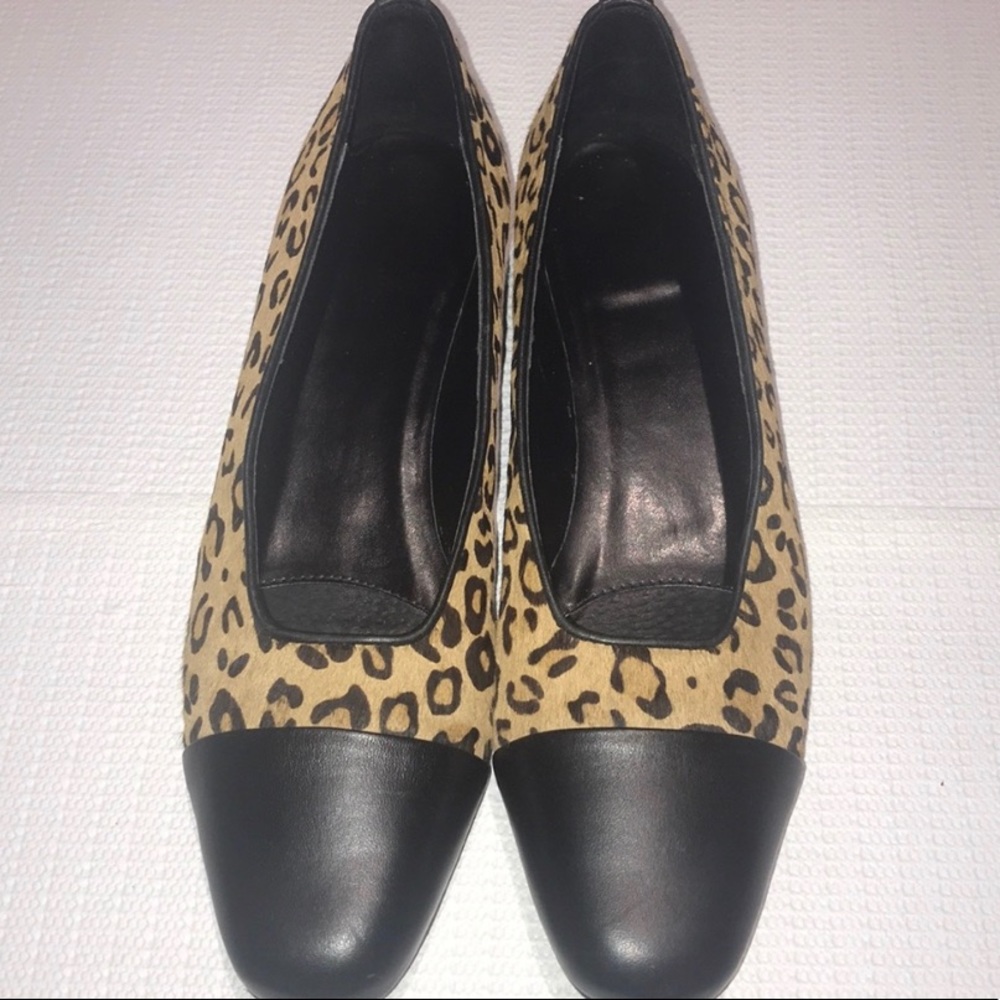 Vero Cuoio Leopard Print dyed calf hair flats